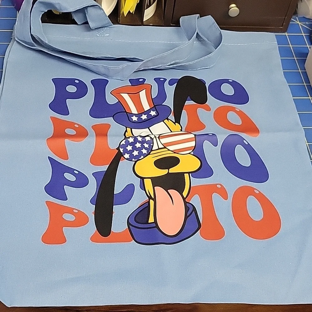 Pluto American Flag Tote Bag 14.5 x 15.5 Canvas New - Picture 1 of 4